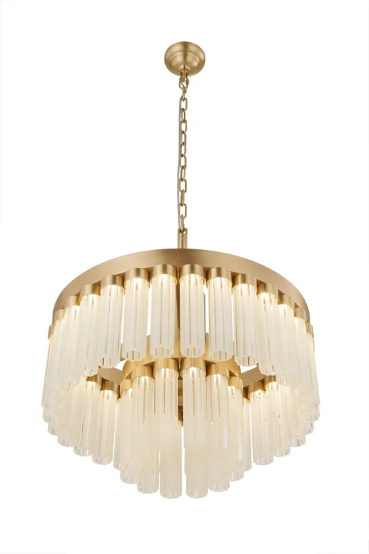 Crystal Bloom – 550mm Brass LED Chandelier with Crystal Glass Diffuser