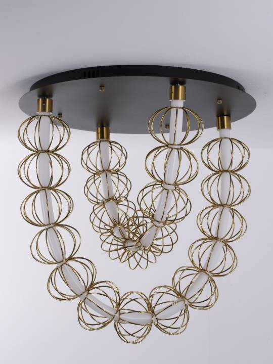 Brass & Black Circular Chandelier