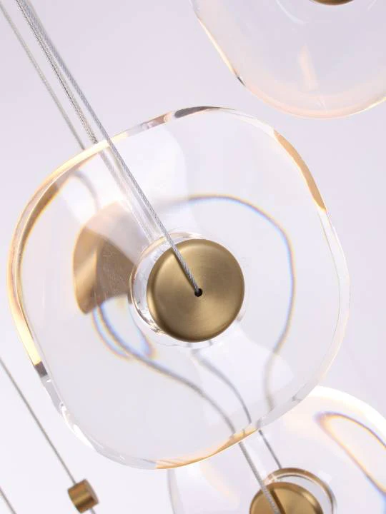 Luna Arc – Circular Gold Chandelier with Frosted Acrylic Diffusers