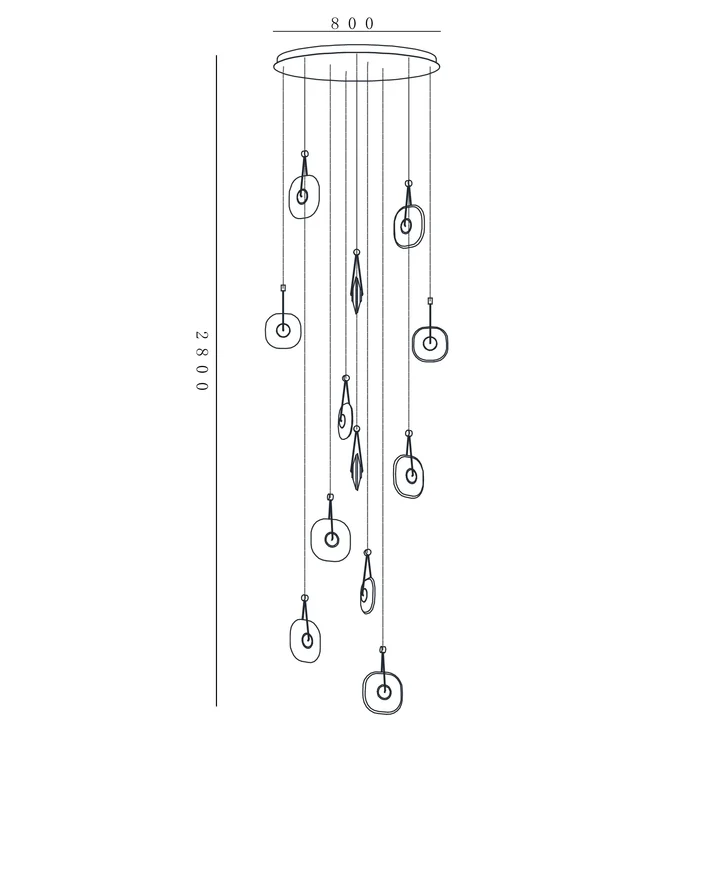 Luna Arc – Circular Gold Chandelier with Frosted Acrylic Diffusers