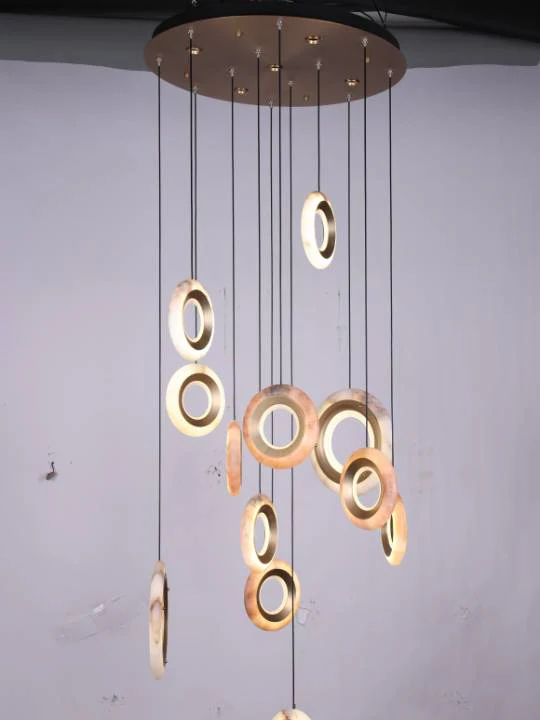 Orris Halo – Multi-Ring Pendant Chandelier in Matte Gold