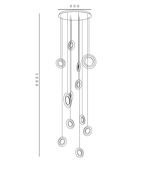 Orris Halo – Multi-Ring Pendant Chandelier in Matte Gold
