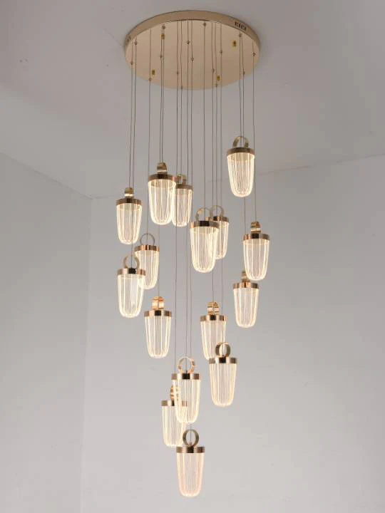 Lunara Drop – Multi-Layer Chandelier Cluster in French Gold