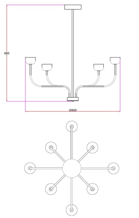 Solano Grace – 8-Light Chandelier in Antique Copper