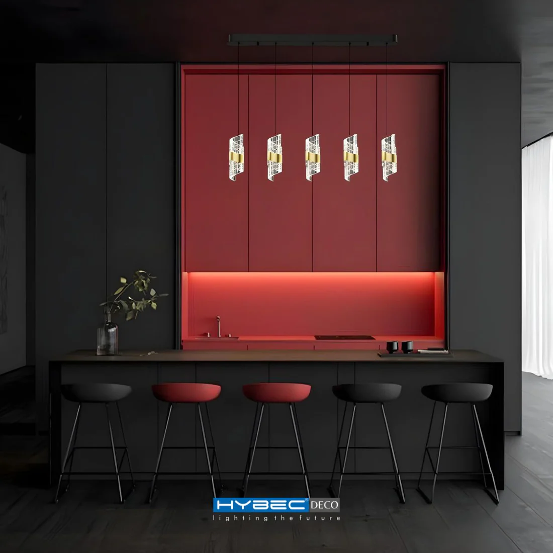 Luna Pearl – Glass & Marble Pendant in Chrome Finish (G9)