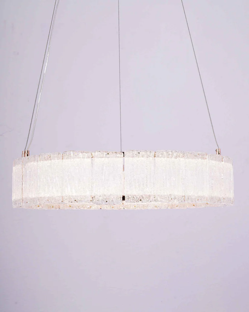 Lustrous Halo – 800mm Circular LED Chandelier with Handbrushed Glass
