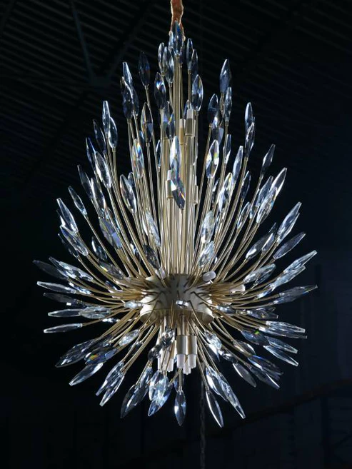 Smoky Crystal Crown – Gold Chandelier with G9 Fittings