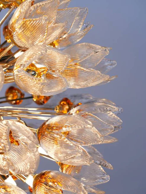 Golden Cascade – Multi-Tier G9 Chandelier with Handmade Glass