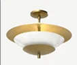 HaloNova – Modern Brass Chandelier with Faux Alabaster Discs