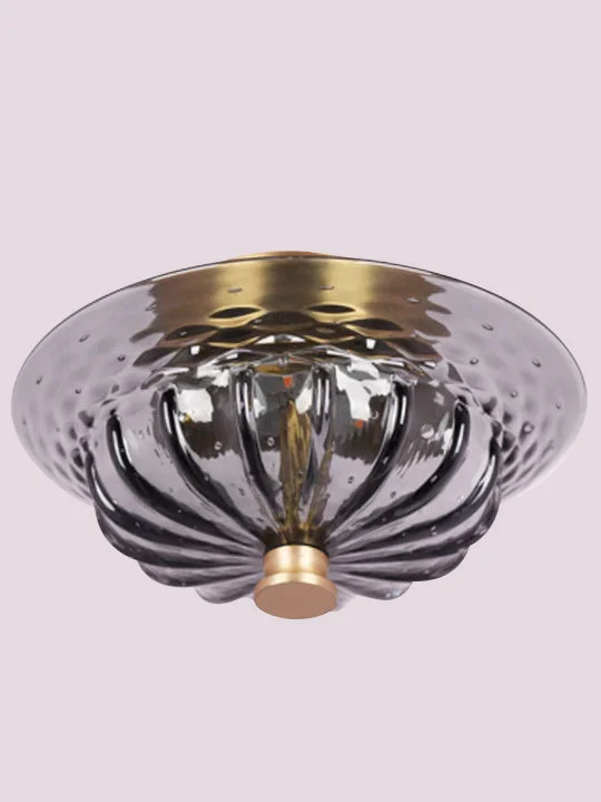 Brushed Gold & Smoky Crystal Flush Ceiling Light – 3W LED