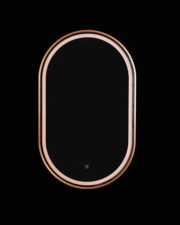 Curved Edge Gold Mirror with LED Backlight – 24W | 550 × 900mm