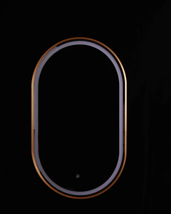Curved Edge Gold Mirror with LED Backlight – 24W | 550 × 900mm