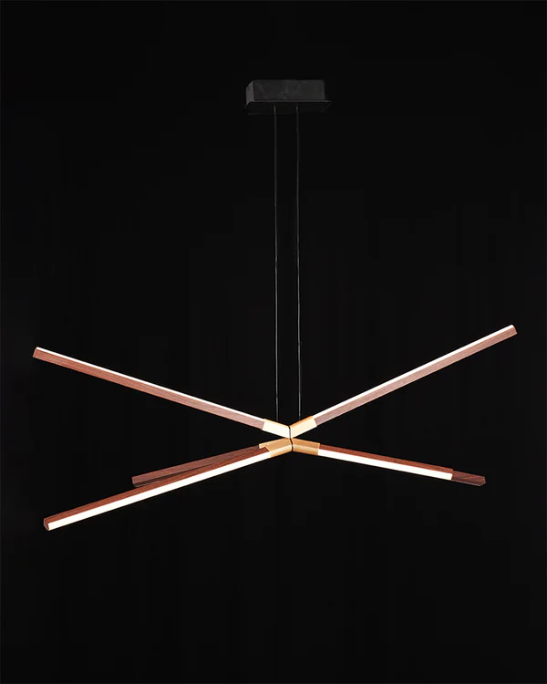 Arbor Linear Pendant – Wooden Finish Geometric Frame (45W LED)