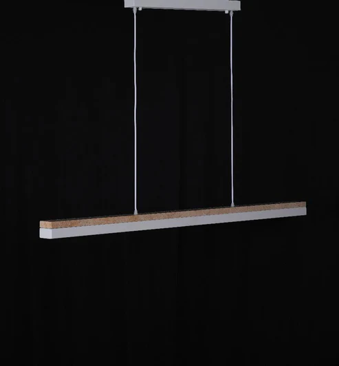 LineaStone Linear Pendant – White Stone & Iron Frame (30W LED)