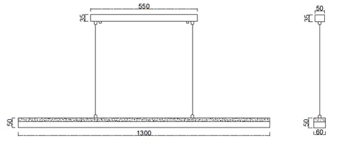 LineaStone Linear Pendant – White Stone & Iron Frame (30W LED)