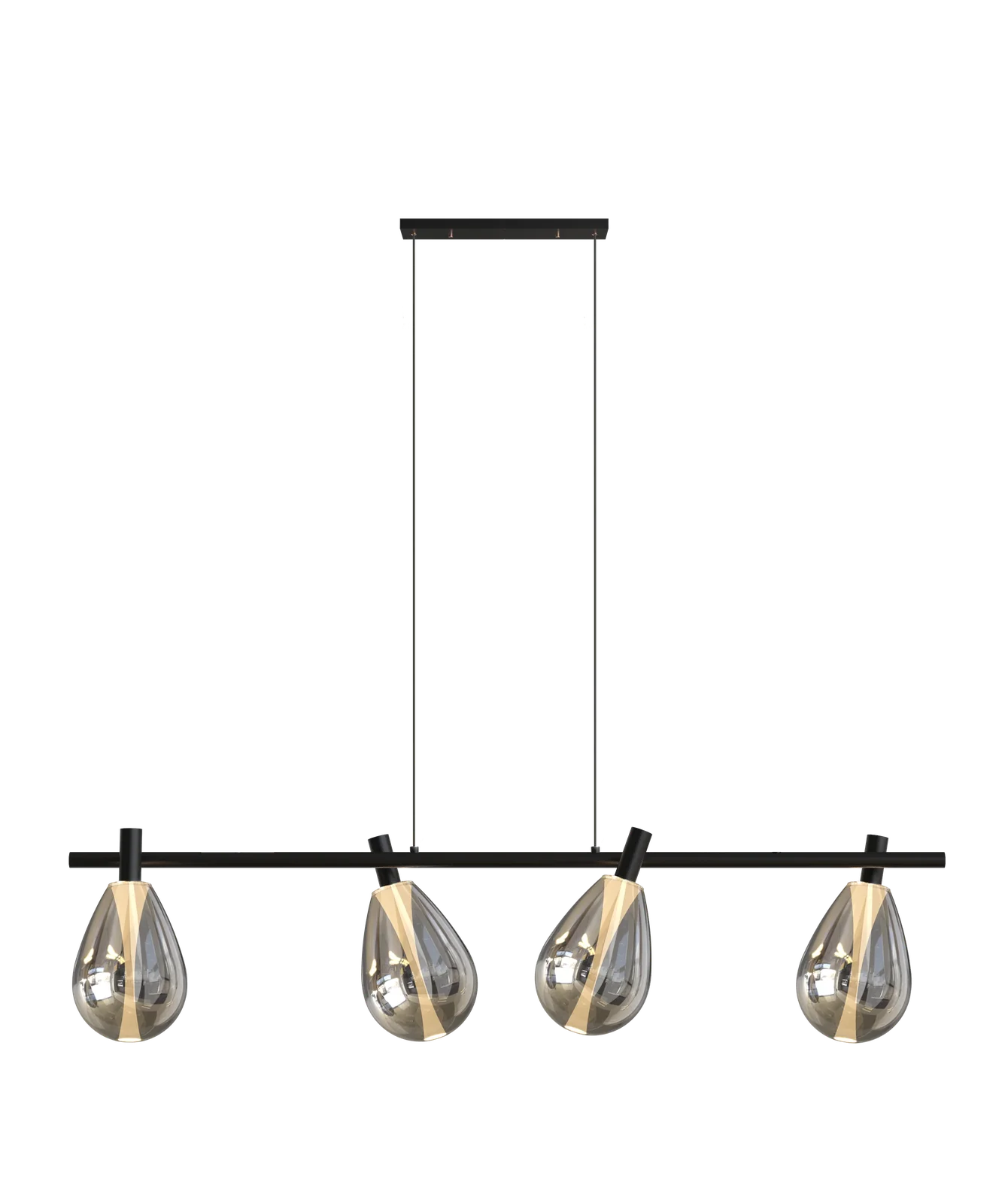 Shadowline Rose – Rose Gold Glass & Matte Black Linear LED Pendant (16W)