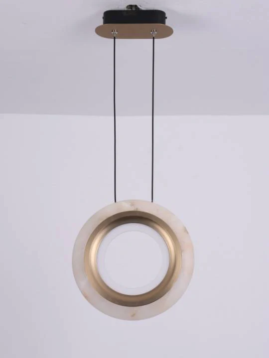 Alba Column – Vertical Alabaster Pendant in Matte Gold