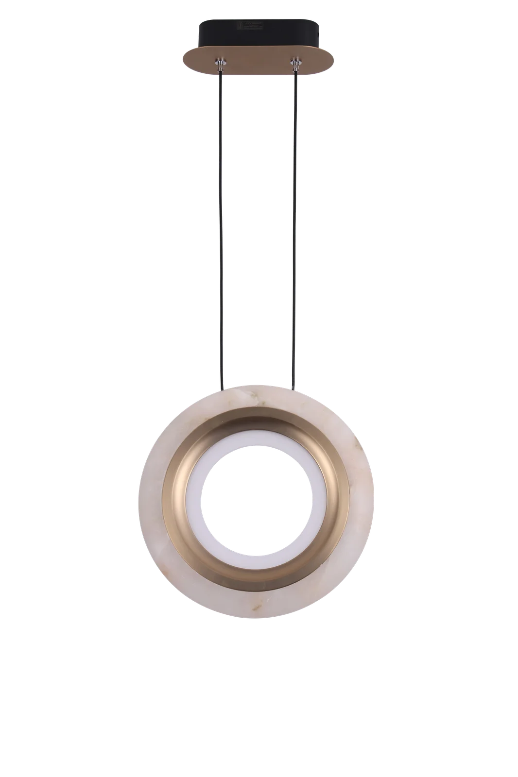Alba Column – Vertical Alabaster Pendant in Matte Gold