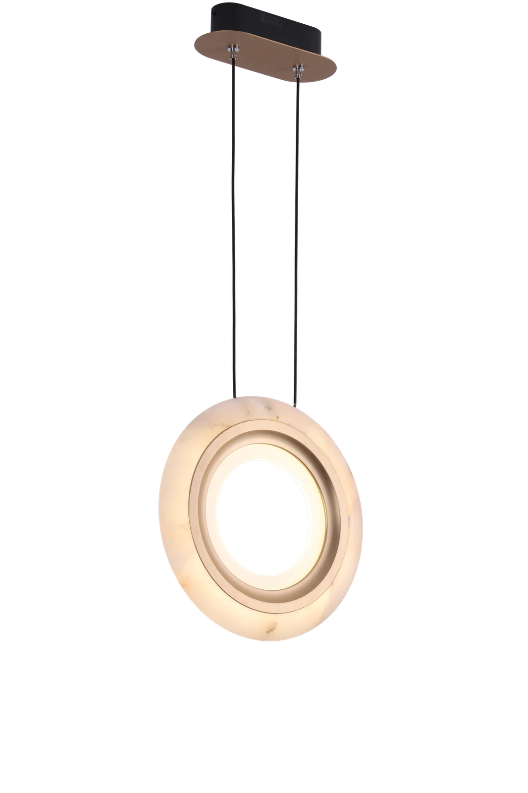 Alba Column – Vertical Alabaster Pendant in Matte Gold
