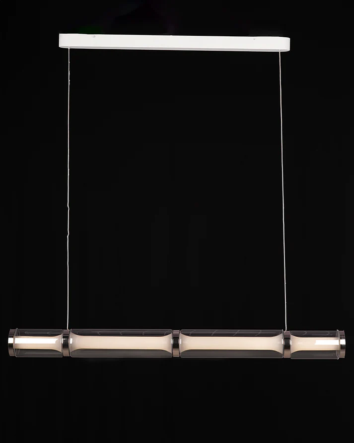 Lumen Arc – 1200mm Chrome & Glass Linear LED Pendant