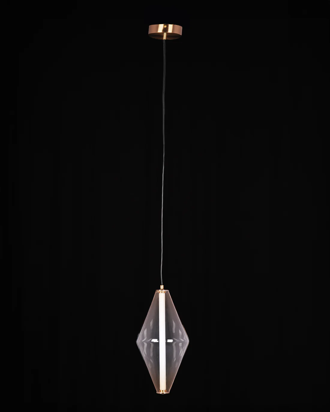 Aurelia Pendant – Amber Glass & Gold Accent (5W LED)