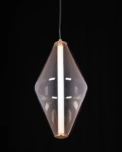 Aurelia Pendant – Amber Glass & Gold Accent (5W LED)
