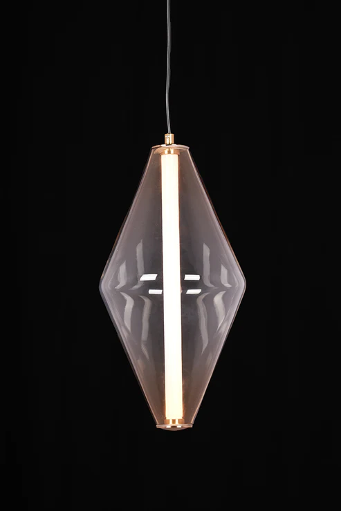 Aurelia Pendant – Amber Glass & Gold Accent (5W LED)