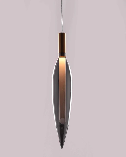 Linéa Glow – Smokey Glass & Matte Gold Slim LED Pendant (4.3W)
