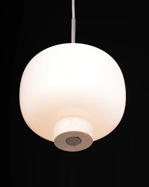 Luna Pearl – Glass & Marble Pendant in Chrome Finish (G9)