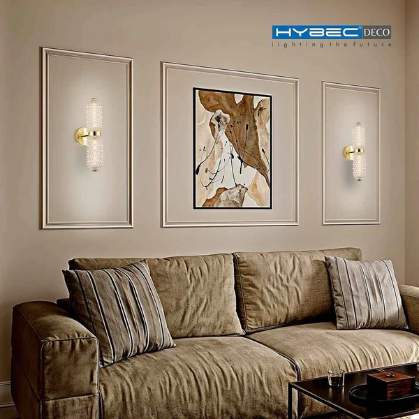 Gold Iron & Handmade Glass LED Wall Light – 15W