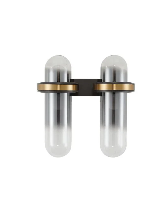 Twin Smoky Glass Wall Light in Gold – 2 x 5W LED