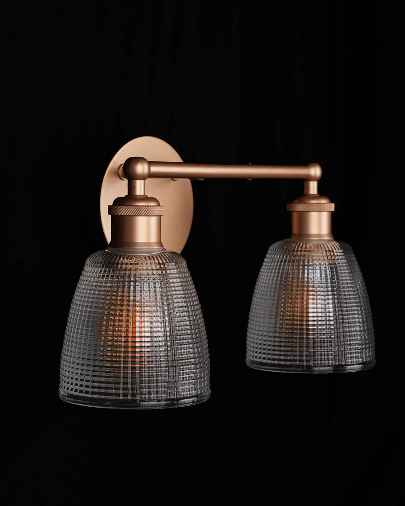 Textured Glass Gold Wall Light – 2 x E27
