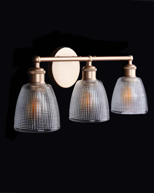 Textured Glass Gold Wall Light – 3 x E27