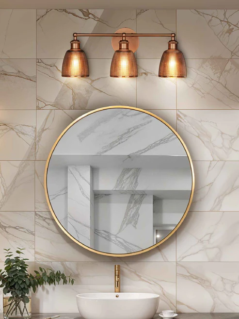 Textured Glass Gold Wall Light – 3 x E27
