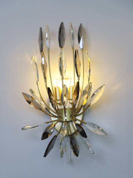 Smoky Crystal & Gold Iron Wall Light – G9 Base
