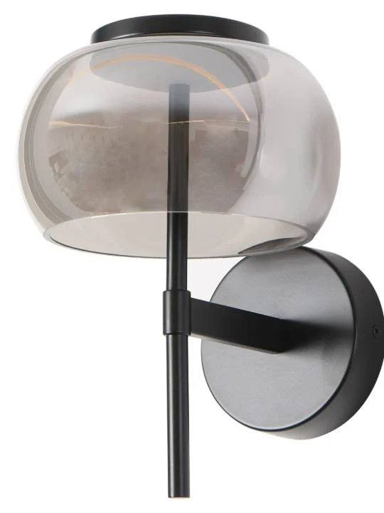 Smoky Grey Wall Light – Matte Black Finish (7W)